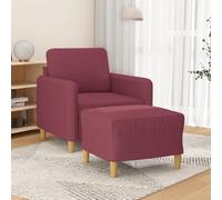 Kaloriko Poltrona con sgabello, in tessuto rosso vino, larghezza della seduta 60 cm, comoda poltrona a due posti con poggiapiedi, per soggiorno, ufficio, lounge, funzione relax e design salvaspazio
