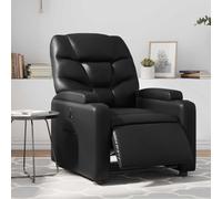 Kaloriko Poltrona relax elettrica nera in ecopelle con schienale e pediera regolabili, braccioli larghi, telaio in legno e metallo, ergonomica, per soggiorno, ufficio, lettura e relax