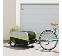 Kaloriko Rimorchio per bicicletta nero e verde in ferro da 45 kg, pieghevole e robusto, con bandiera di sicurezza, ideale per carichi bagagli, bambini, cani e uso all'aperto