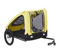 Kaloriko Rimorchio per bicicletta per cani e animali domestici, giallo e nero, pieghevole e pieghevole con finestra a rete, robusto telaio in acciaio, portata 40 kg, ruote da 16 pollici, ideale per