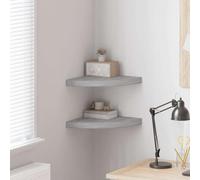 Kaloriko Scaffale angolare sospeso, 2 pezzi, grigio cemento, pannelli a nido d'ape in MDF, 35 x 35 x 3,8 cm, con sistema di montaggio invisibile, scaffale da parete, mensola sospesa per riporre e
