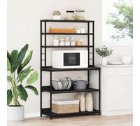 Kaloriko Scaffale da cucina nero effetto rovere, 100 x 40 x 168 cm, con 5 ripiani, materiale in legno e robusto telaio in acciaio, autoportante, per soggiorno e sala da pranzo, spazio per libri