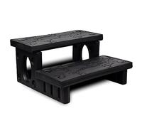 Kaloriko Scala idromassaggio nera in plastica robusta 70 x 65 x 34 cm con superficie antiscivolo e gradini reversibili per piscine rotonde e rettangolari, ideale come accessorio per piscina per spa