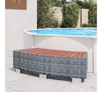 Kaloriko Scaletta per vasca idromassaggio, in polyrattan grigio, con piedini in alluminio, 92 × 45 × 25 cm, resistente alle intemperie, scala per vasca idromassaggio, in legno di eucalipto tropicale