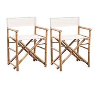 Kaloriko Sedia da regista pieghevole in bambù e tela, 2 pezzi, resistente alle intemperie, con braccioli e schienale, per balcone, terrazza, attività all'aperto, campeggio, relax, salvaspazio e