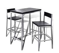 Kaloriko Set da bar per la colazione con telaio in acciaio e MDF, set da pranzo compatto con 1 tavolo alto e 2 sgabelli, tovaglietta salvaspazio per sala da pranzo, giardino d'inverno e caffè, facile