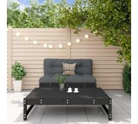 Kaloriko Set da giardino da 2 pezzi, in legno massello di pino nero, resistente alle intemperie, con schienale e sgabello, per terrazza, balcone e giardino d'inverno, comoda espansione modulare