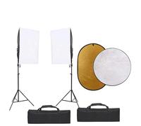Kaloriko Set da studio fotografico con illuminazione softbox, lampade a LED per luce diurna, 2 treppiedi, riflettore 5 in 1 da 110 cm, dimmerabile, ideale per fotografia, streaming, vlogging e