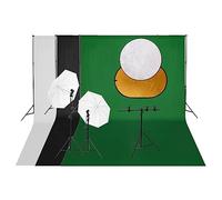 Kaloriko Set da studio fotografico con luci, sfondo e riflettore, illuminazione a LED a luce diurna, dimmerabile, con treppiede, softbox, lampada da superficie per fotografia, streaming, vlogging
