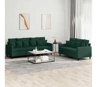 Kaloriko Set di divani 2 pezzi con cuscini in velluto verde scuro per soggiorno lounge arredo relax con struttura stabile e comoda seduta ideale per vivere momenti di riposo e convivialità