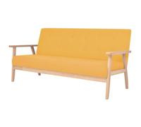 Kaloriko Set di Divani 2 pz in Tessuto Giallo con Schienale e Bracciolo in Legno, Comodo per Salotto e Soggiorno, Design Sobrio e Facile da Montare, Ideale per Relax, Chiacchiere e Lettura
