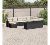 Kaloriko Set di divani da giardino da 11 pezzi, colore nero, con cuscino imbottito, in polyrattan, resistente alle intemperie, set modulare con braccioli e schienale, per terrazza, balcone, esterno