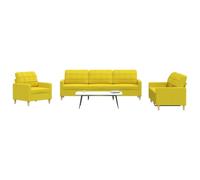 Kaloriko Set di divani modulari da soggiorno in tessuto giallo chiaro con tre pezzi, chaise longue e poltrona relax, arredo lounge per relax, comfort e stile in casa