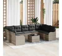Kaloriko Set Divano da Giardino 10 pcs Grigio chiaro polyrattan resistente ai raggi UV, design modulare per relax e socialità in terrazzo, patio e cortile esterno