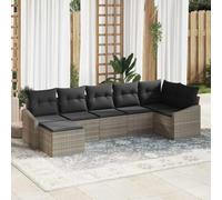 Kaloriko Set Divano da Giardino 7 pezzi Grigio chiaro Polyrattan e Acciaio VERNICIATO Resistente alle Intemperie per Relax e Socialità all'aperto adatto a Veranda, Terrazzo e Patio