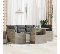 Kaloriko Set divano da giardino con cuscini 7 pezzi in polyrattan grigio chiaro modulare adatto a terrazzo patio e veranda per relax all'aperto e arredo esterno durable
