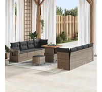 Kaloriko Set Divano da Giardino con Cuscino 11 pcs Grigio Polyrattan Modulare per Esterni Patio Veranda Relax Spazio Sociale