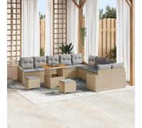 Kaloriko Set Divano da Giardino con Cuscino 13 pcs Beige in Polyrattan, Modulare per Esterno Patio e Terrazzo con Struttura in Alluminio resistente, Ideale per Relax e Conversazioni all'Aperto