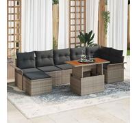 Kaloriko Set Divano da Giardino con Cuscino 8 pcs Polyrattan Grigio con Tavolo Regolabile in Altezza per Esterni Relax e Passeggiata all'Aperto