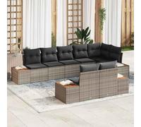 Kaloriko Set Divano da Giardino Modulare con Cuscini 8 pezzi Grigio in Polyrattan con Struttura in Legno di Acacia per Esterni, Relax e Momentidi Socializzazione in Territorio Esterno