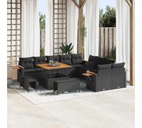 Kaloriko Set Divano da Giardino Modulare in Polyrattan Nero con Cuscini Rimovibili per Esterni, Relax e Comfort in Spazi Esterni come Giardini Terrazzi e Balconi