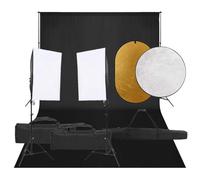 Kaloriko Set per studio fotografico con illuminazione Softbox 40 x 60 cm, 2 lampadine LED, sfondo flessibile 500 x 300 cm, riflettore 5 in 1 110 cm, treppiede regolabile in altezza, ideale per