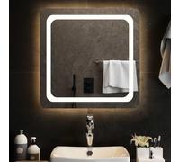 Kaloriko Specchio da bagno a LED, 60 x 60 cm, senza cornice, con interfaccia USB, impermeabile IP65, in vetro, per camera da letto, bagno, corridoio, durevole, illuminato, specchio cosmetico per lo