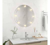 Kaloriko Specchio da parete con illuminazione a LED, rotondo, 70 cm, in vetro, con luce bianca calda e bianca fredda, porta USB, autoadesivo, per camera da letto, soggiorno, bagno, stile moderno