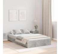 Kaloriko Struttura letto contenitore con cassetti in legno massiccio e ingegnerizzato 120 x 190 cm grigio cemento per camere moderne, con testiera e pediera funzionali, spaziosa e durevole
