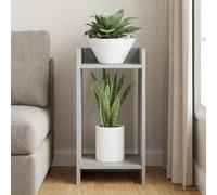 Kaloriko Supporto per piante in legno grigio cemento, 30 x 30 x 60 cm, con 2 ripiani, salvaspazio, per soggiorno, balcone, terrazza, come espositore per fiori ed erbe