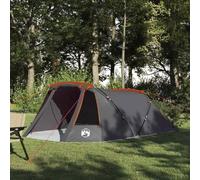 Kaloriko Tenda a tunnel per 3 persone, colore grigio e arancione, 328 x 228 x 115 cm, materiale impermeabile, traspirante, antivento, con pali, zanzariera