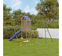 Kaloriko Torre da gioco in legno di pino impregnato con scivolo ondulato e altalena, altezza della piattaforma di 118 cm, sabbiera, struttura stabile per arrampicata in giardino e all'aperto