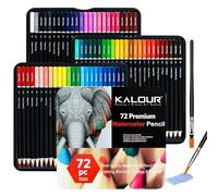 KALOUR Matite acquerellabili professionali con 2 pennelli, 72 colori, bellissimi effetti di miscelazione con bagnato o asciutto, ideali per libri da colorare, matite solubili in acqua per bambini