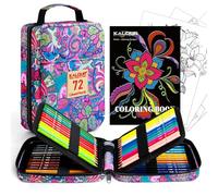 KALOUR Matite colorate di alta qualità per libri da colorare per adulti, set di 72 colori, astuccio con cerniera, con temperamatite, nucleo morbido, 7 colori metallizzati, ideali per miscelare a
