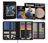 KALOUR PDAS 112 Set per Disegno Kit da Schizzo, Forniture Artistiche Professionali con Libro da Schizzo a 3 Colori & Libro da Colorare, Matite Neon, Colorate, Acquerello, Metalliche, Grafite