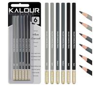 KALOUR PDAS Set di Matite di Carbone di Salice Professionali - 6 Leggere, Medie e Scure per Disegnare, Schizzare, Ombreggiare - per Artisti Principianti e Esperti