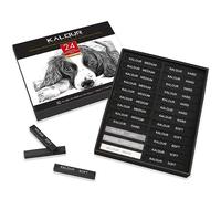 KALOUR Set di 24 carboncini da disegno, morbidi, medi, duri e carboncini bianchi, per disegnare, fare schizzi, ombreggiature, regali per artisti, principianti e adulti