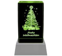 Kaltner Präsente, illuminazione d'atmosfera, la perfetta idea regalo: Candela LED / blocco in cristallo / incisione 3D a laser con albero di Natale e scritta Frohe Weihnachten