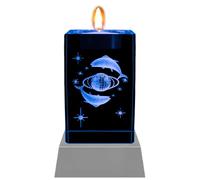 Kaltner Präsente Luce d'atmosfera - Un regalo molto speciale: candela a LED/blocco di vetro di cristallo/incisione laser 3D, segno zodiacale Pesci/illuminazione in colori arcobaleno