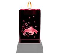 Kaltner Präsente Luce d'atmosfera - Un regalo molto speciale: candela a LED/blocco di vetro di cristallo/incisione laser 3D, segno zodiacale Toro/illuminazione in colori arcobaleno