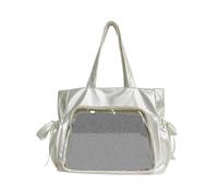 Kalttoy Borsa a tracolla alla moda Itabag con finestra trasparente, borsa casual con manico superiore, perfetta per esporre spille e accessori per la spesa, bianco, One Size