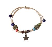 Kalttoy Braccialetti etnici alla moda con perline in ceramica fatti a mano corde tessute squisiti e accattivanti decorazione da polso da viaggio, Misura unica, come descritto