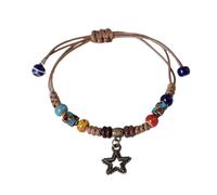 Kalttoy Braccialetti etnici alla moda con perline in ceramica fatti a mano corde tessute squisiti e accattivanti decorazione da polso da viaggio, Misura unica, come descritto