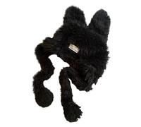 Kalttoy Cappello da cacciatore a forma di orecchio per adulti, protegge l'inverno, caldo e freddo, regalo per studenti e adolescenti, berretti in peluche per donne, per adulti e adolescenti, Nero
