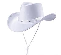 Kalttoy Cappello da cowboy Dimensioni Cappelli da Cowgirl bianchi con borchie Unisex Costume Top Fedora Puntelli di Halloween Cappelli per le donne per gli uomini per gli uomini feltro