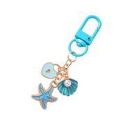 Kalttoy Charm blu marino ciondolo spiaggia moda fiore cuore ciliegie portachiavi spiaggia blu portachiavi fascino gioielli accessorio carino portachiavi per ragazze, C, Taglia unica