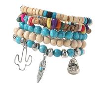 Kalttoy Conchiglia di cocco minimalista e perline turchesi accessori da polso dal design leggero per abiti quotidiani in legno di cocco leggero, Misura unica, come descritto