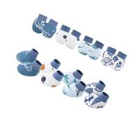 Kalttoy Confezione da 4 guanti in cotone per neonati e calzini coordinati per genere neutro che proteggono la pelle tenera dai graffi per bambini, copertura antigraffio per le mani, Set da 2., Taglia