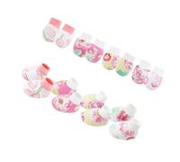 Kalttoy Confezione da 4 guanti in cotone per neonati e calzini coordinati per genere neutro che proteggono la pelle tenera dai graffi per bambini, copertura antigraffio per le mani, Set da 3., Taglia