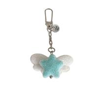 Kalttoy Fuzzy - Portachiavi a forma di stella con ciondolo a forma di ala d'angelo, accessorio alla moda morbido ed elegante per chiavi del telefono, idea regalo, Verde, Taglia unica